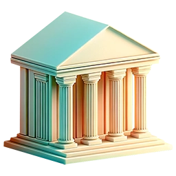 Ikon eines stilisierten Gebäudes mit Säulen.